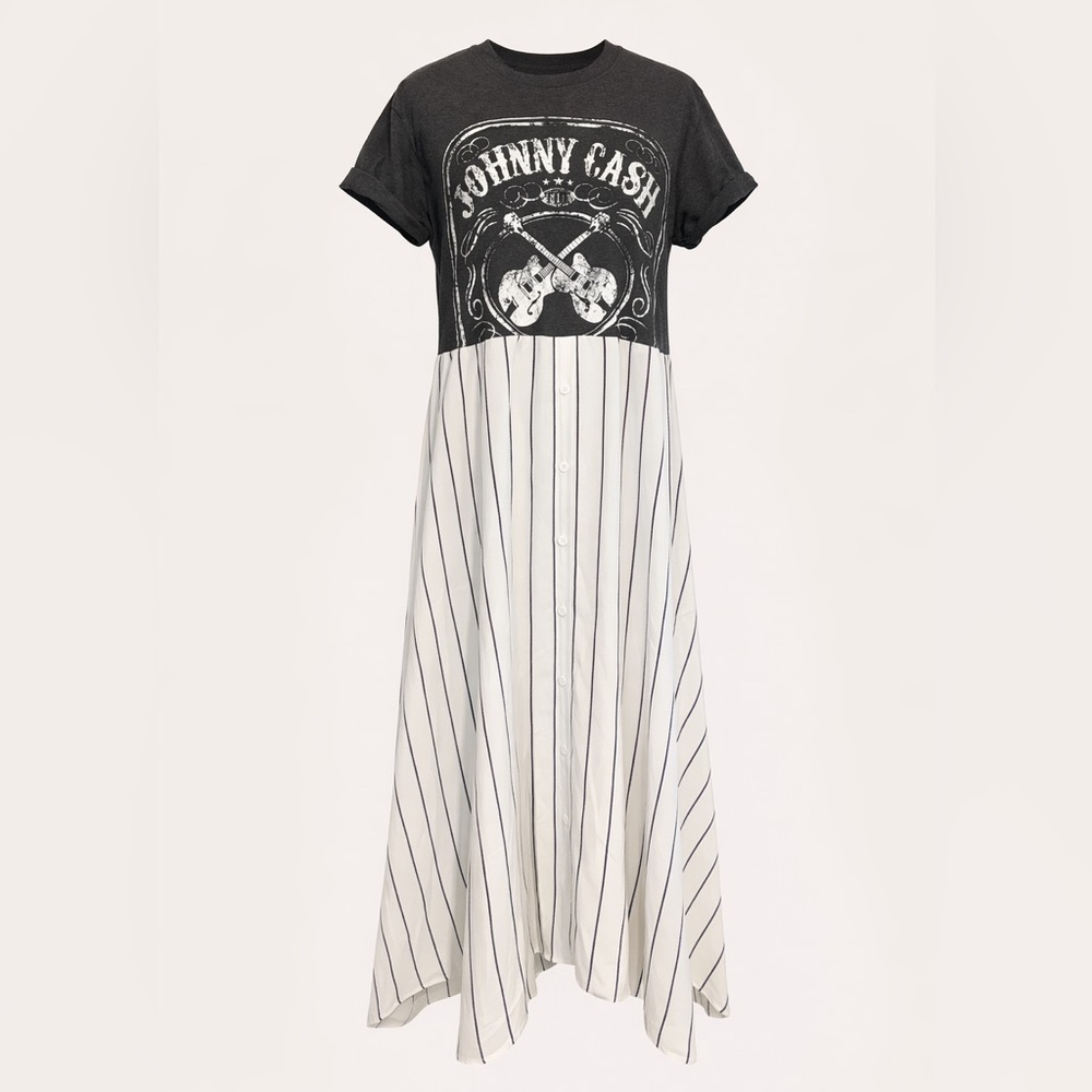 🎸The Remix Collection🥁 Johnny Cash Addition! Band Tee to maxi! Repurposed.